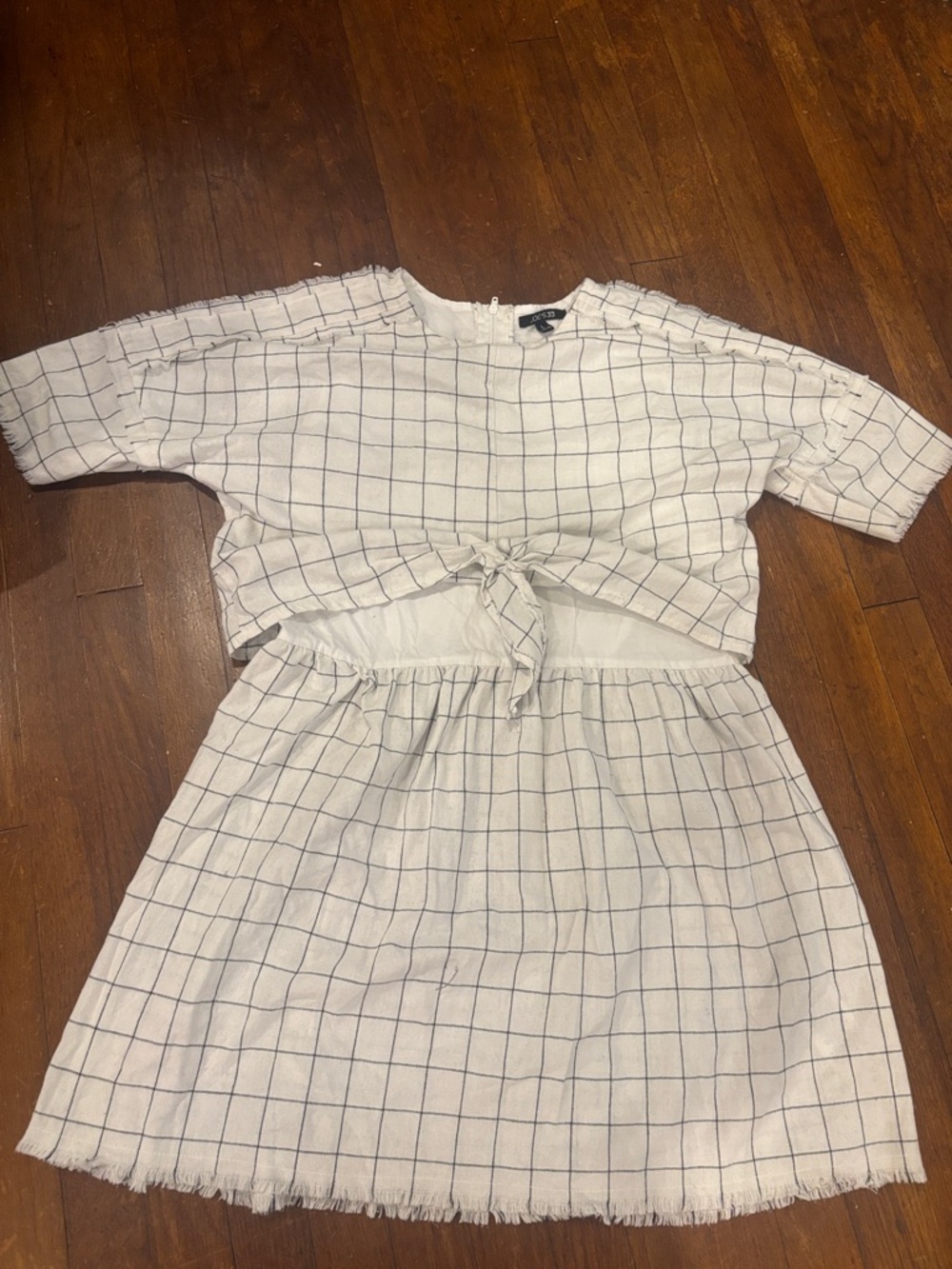 Joe's Jeans White Tunic with Navy Windowpane